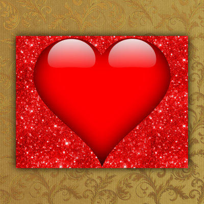 Red Heart, Red Glitter Valentine
