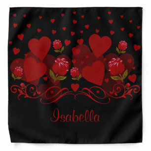 Red heart, red roses for Valentine's day Bandana