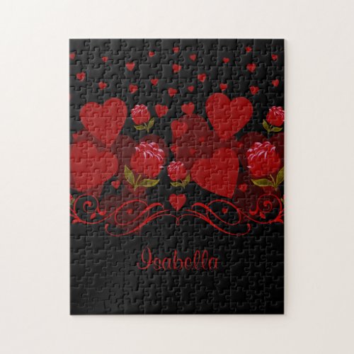 Red heart red roses for Valentines day Jigsaw Puzzle