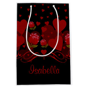 Red heart, red roses for Valentine's day Medium Gift Bag