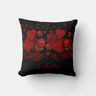 Red heart, red roses for Valentine's day  Throw Pi Pillow
