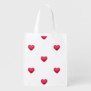 Red Heart Reusable Grocery Bag - Eco-Friendly