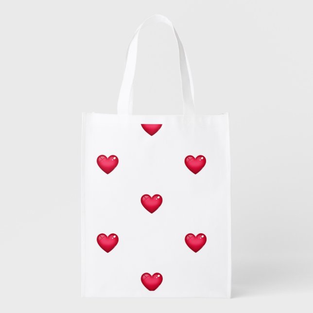 Red Heart Reusable Grocery Bag - Eco-Friendly  (Front)