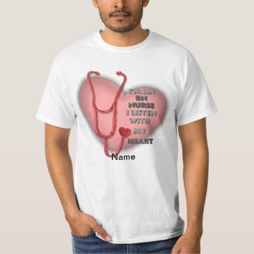 Red Heart RN Nurse custom name T_Shirt