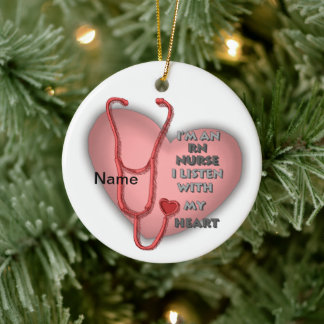 Red Heart RN Registered Nurse Ceramic Ornament