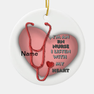Red Heart RN Registered Nurse Ceramic Ornament