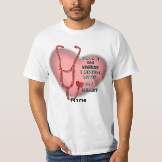 Red Heart RN Registered Nurse T-Shirt (Front)