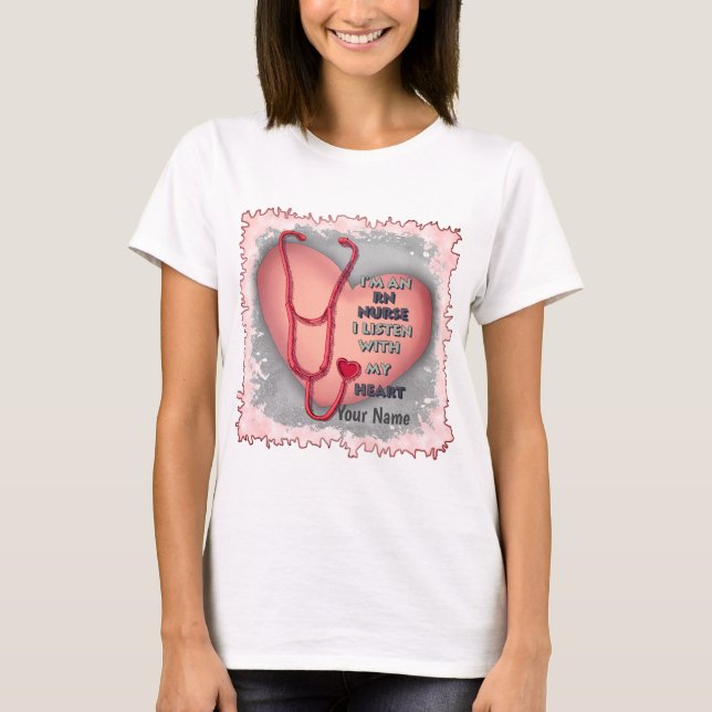 Red Heart RN Registered Nurse T-Shirt (Front)