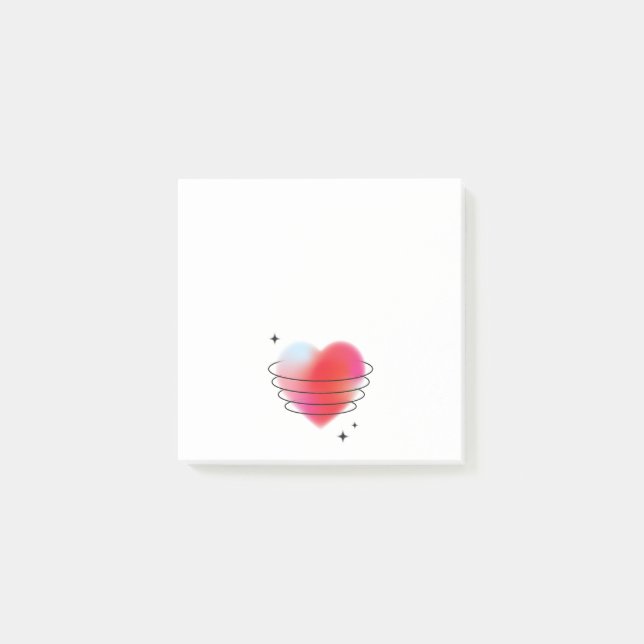 Red heart romantic love space planet heart post-it notes (Front)
