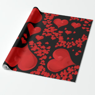 Red Heart Romantic Love Valentine Wrapping Paper
