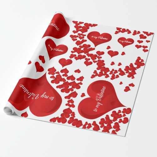 Red Heart Romantic Love Valentine Wrapping Paper
