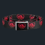 Red Heart Roses Black Belt<br><div class="desc">Romantic Red Heart Rose Belts</div>