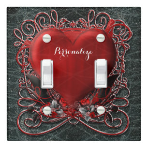 Red Heart & Roses Gothic Valentine Love Bedroom Light Switch Cover