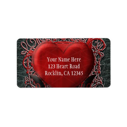 Red Heart  Roses Gothic Valentine Wedding Party Label