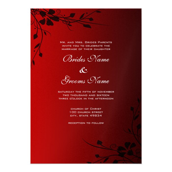 Red Heart Roses Wedding Invitation