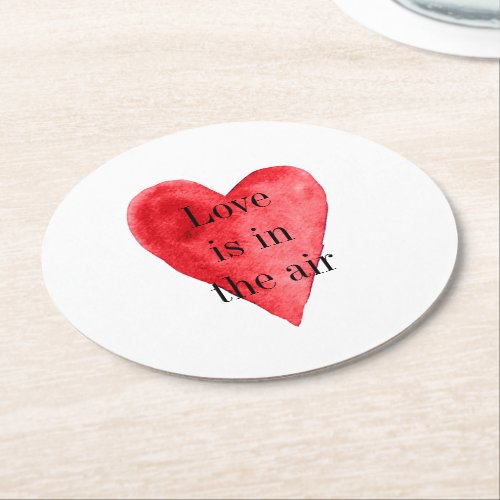 Red Heart Round Paper Coaster