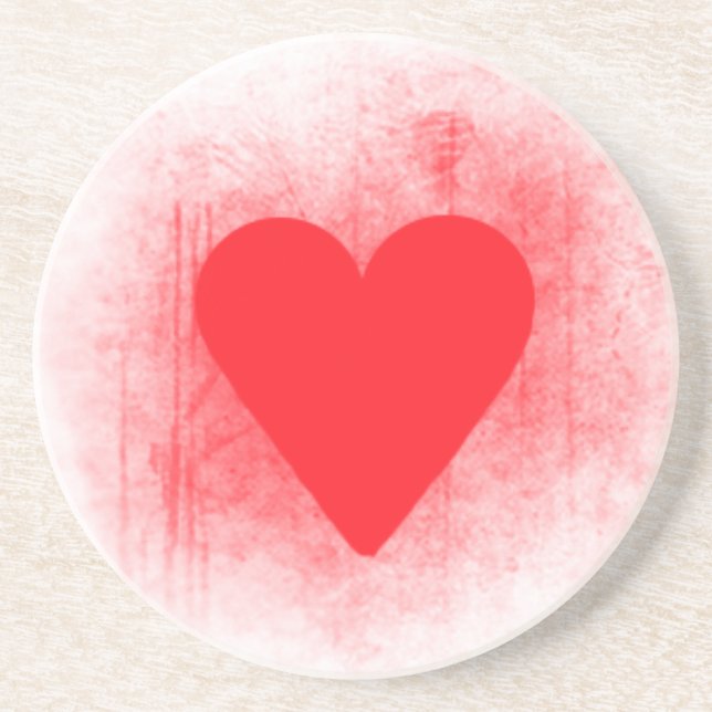 Red heart sandstone coaster (Front)