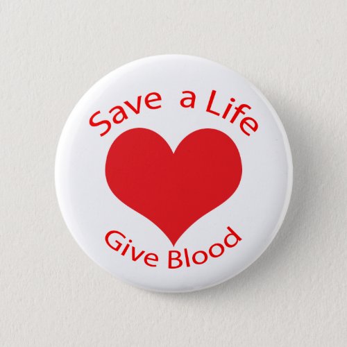 Red heart save a life give blood donation button