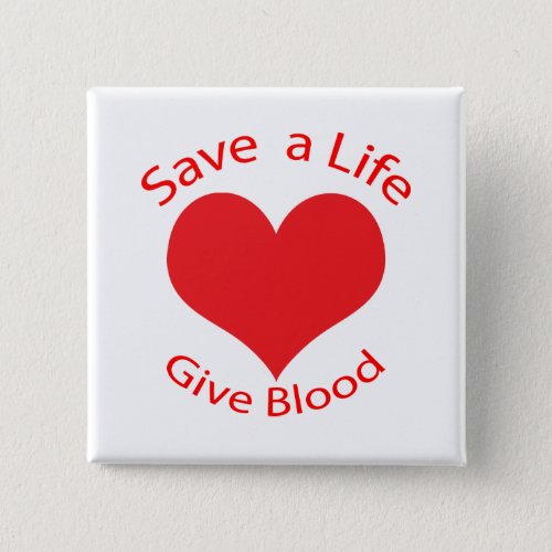 Red heart save a life give blood donation button