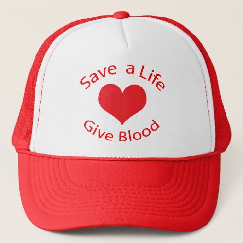 Red heart save a life give blood donation hat cap