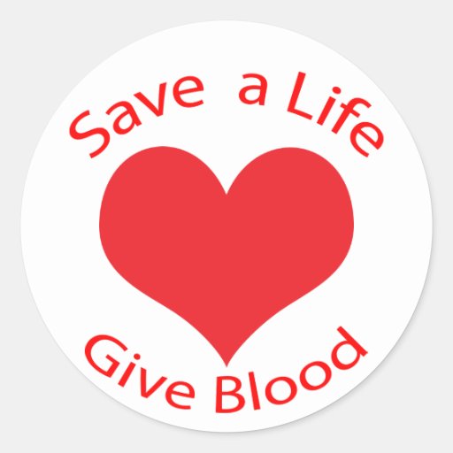 Red heart save a life give blood donation stickers | Zazzle