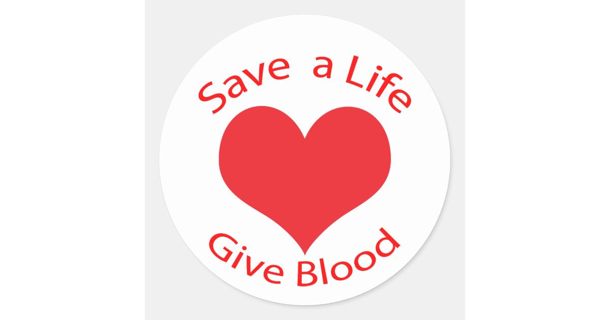 Red heart save a life give blood donation stickers Zazzle