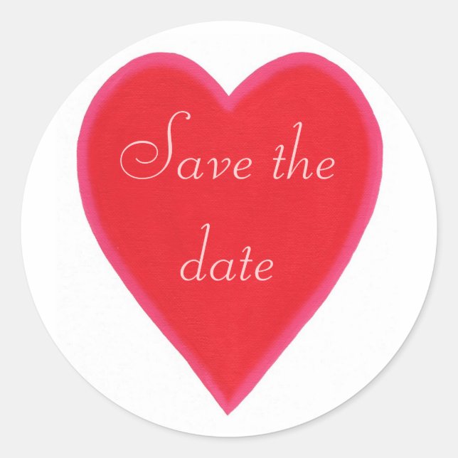 Red Heart Save the date Stickers (Front)