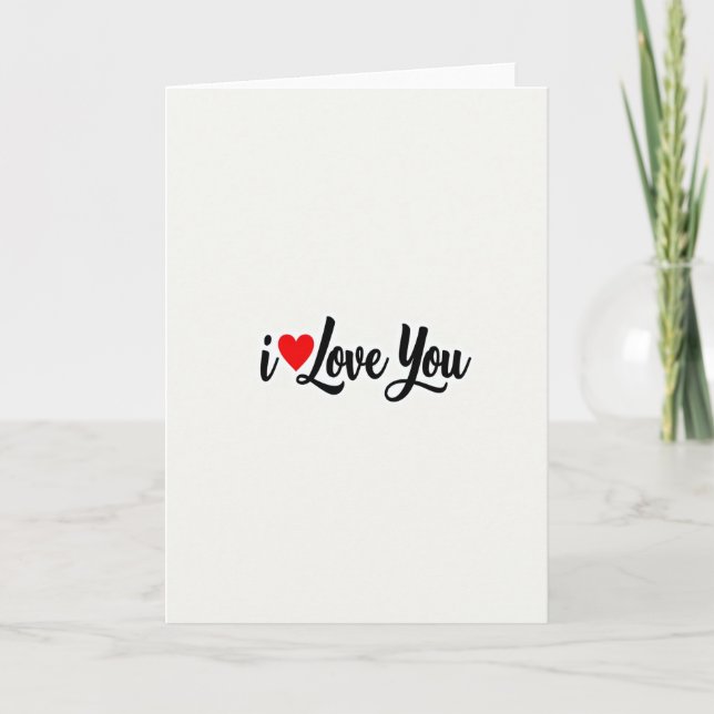 Red Heart Script I Love You Card (Front)
