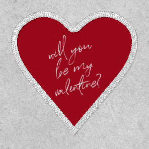 Red Heart Script Valentines Day Patch