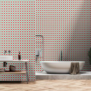 Red Heart Seafoam Green Wallpaper