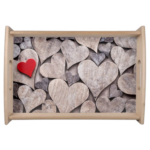 Red heart serving tray