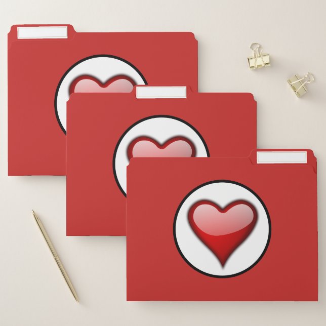 Red Heart Set of File Folders (Set)