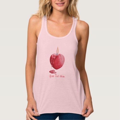 red heart shape burning candle and small hearts tank top