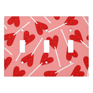 red heart shape lollipop candy pink light switch cover