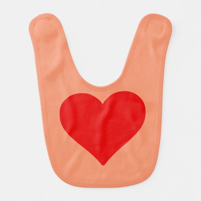 Red Heart Shape Love Classic Simple Minimalism Bib (Front)