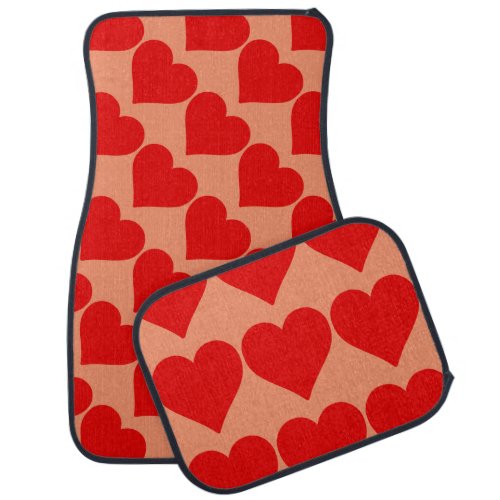 Red Heart Shape Love Classic Simple Minimalism Car Mat