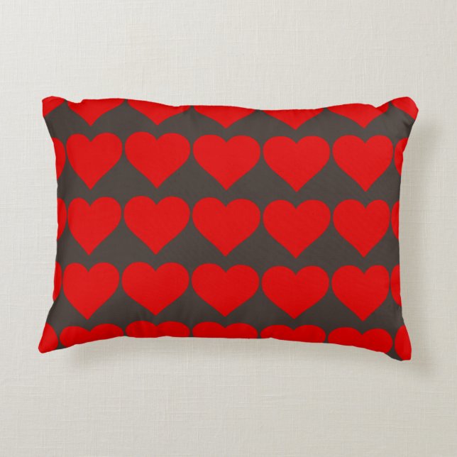 Red Heart Shape Love Classic Simple Minimalism Decorative Pillow (Back)