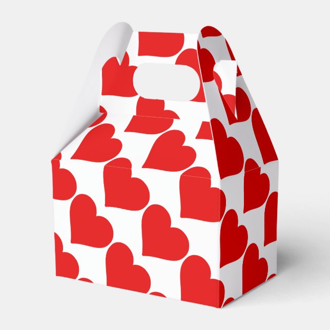 Red Heart Shape Love Classic Simple Minimalism Favor Boxes (Front Side)
