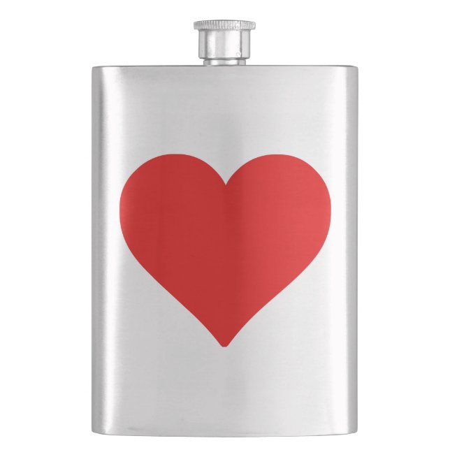 Red Heart Shape Love Classic Simple Minimalism Flask (Front)