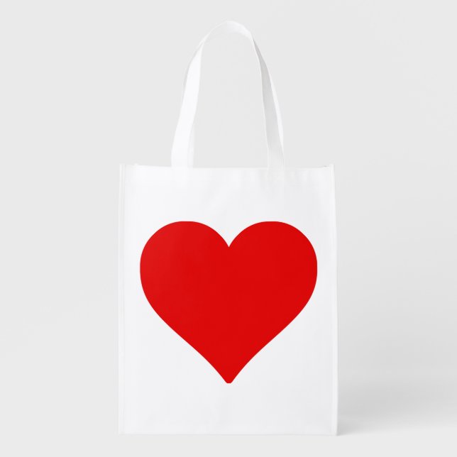 Red Heart Shape Love Classic Simple Minimalism Grocery Bag (Front)