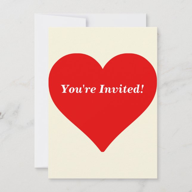 Red Heart Shape Love Classic Simple Minimalism Invitation (Front)