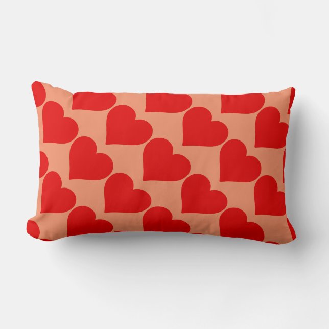 Red Heart Shape Love Classic Simple Minimalism Lumbar Pillow (Front)