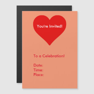 Red Heart Shape Love Classic Simple Minimalism Magnetic Invitation