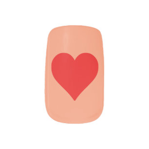 Red Heart Shape Love Classic Simple Minimalism Minx Nail Wraps