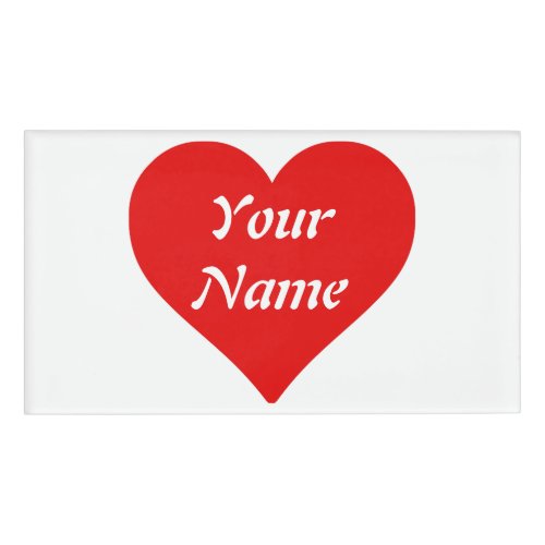 Red Heart Shape Love Classic Simple Minimalism Name Tag