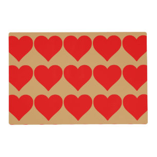 Red Heart Shape Love Classic Simple Minimalism Placemat