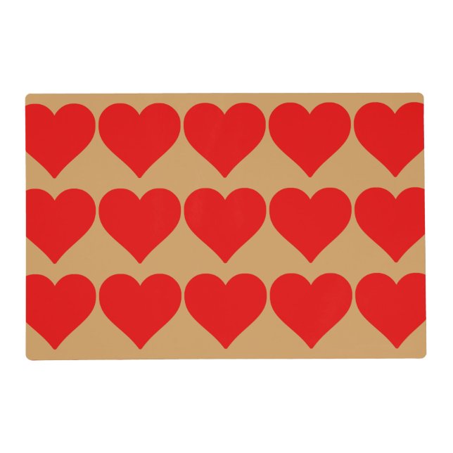 Red Heart Shape Love Classic Simple Minimalism Placemat (Front)