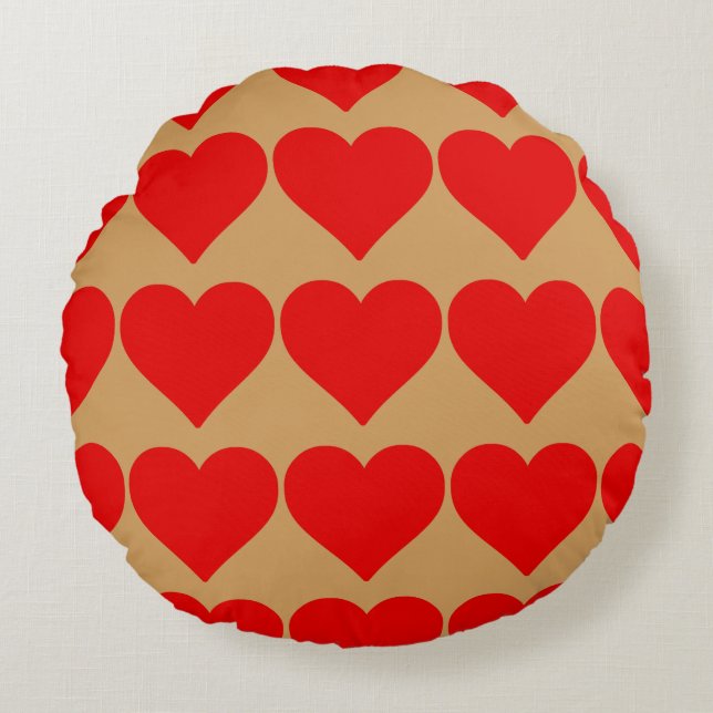 Red Heart Shape Love Classic Simple Minimalism Round Pillow (Front)