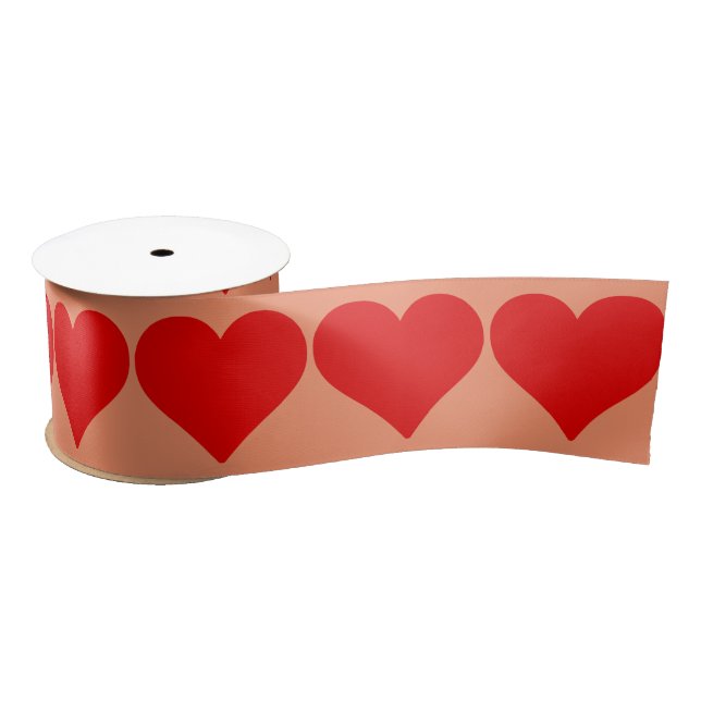 Red Heart Shape Love Classic Simple Minimalism Satin Ribbon (Spool)