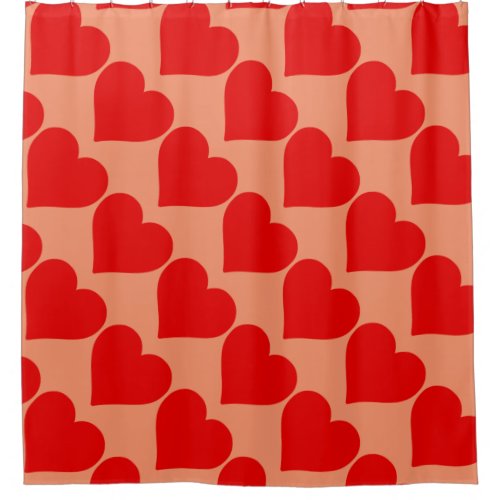 Red Heart Shape Love Classic Simple Minimalism Shower Curtain